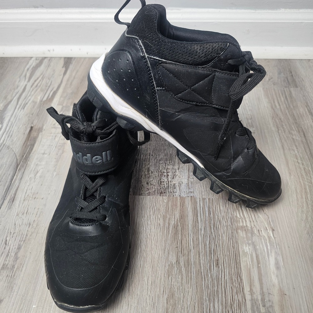 Riddell Heater Mid Strap RM Football Cleats Men 7.5D Black White Mid Top Shoes - Picture 3 of 15